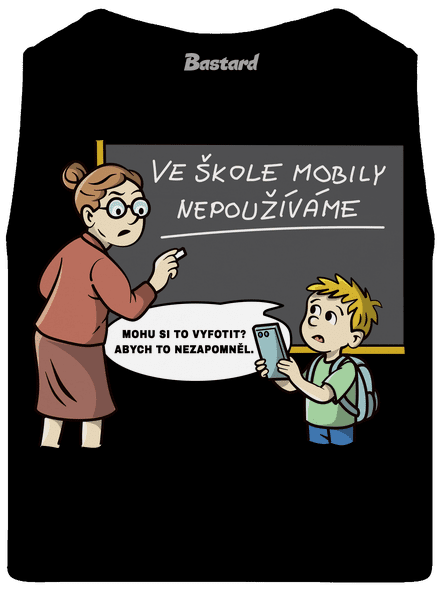 Mobily ve škole pánské tílko Black
