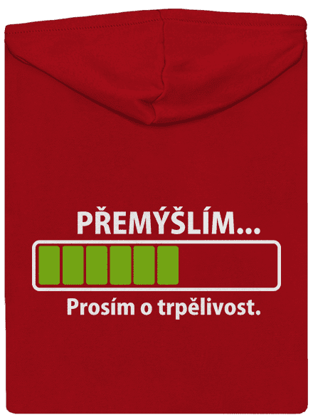 Přemýšlím pánská mikina na zip Red