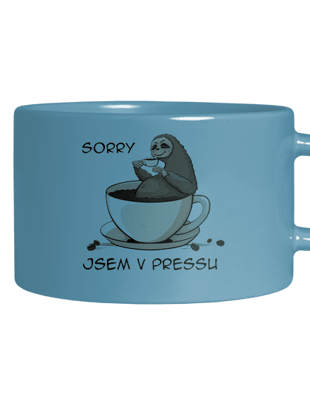 V pressu hrnek makronka Blue Macaron
