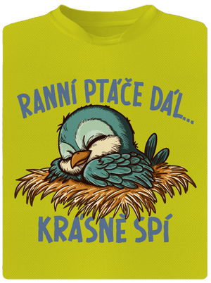 Ranní ptáče spí dětské sportovní tričko Neon Yellow