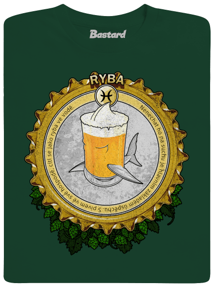 Pivní horoskop: Ryba pánské tričko Bottle Green