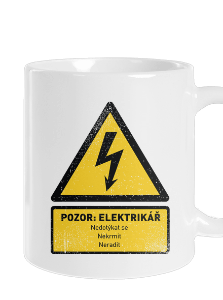 Pozor elektrikář klasický hrnek White