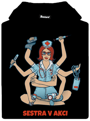 Sestra v akci dámská mikina klokanka Black