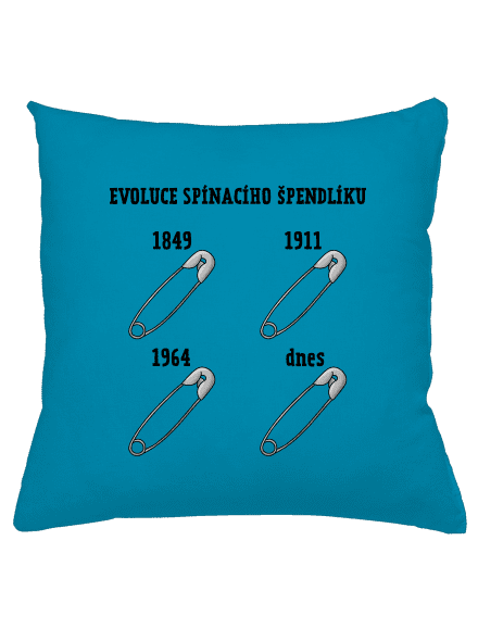 Evoluce spínacího špendlíku polštář Blue Turquoise