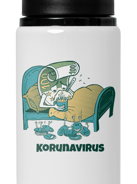 Korunavirus v posteli lahev na vodu White