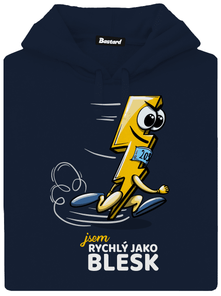 Rychlý jako blesk pánská mikina klokanka Navy