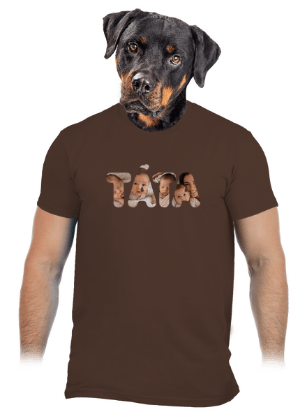 Nápis táta z vlastních fotek pánské tričko Brown