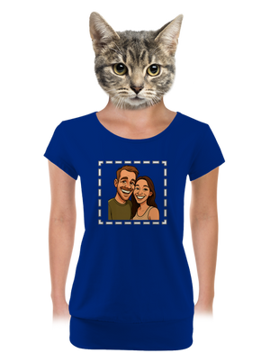 Karikatura z vlastní fotky dámské tričko s lemem Royal Blue Mal