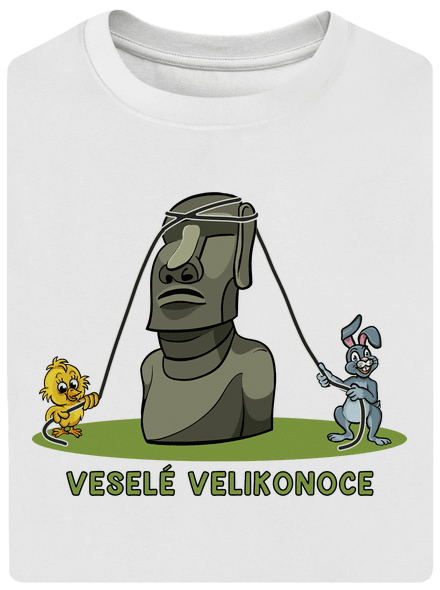 Velikonoční Moai unisex tričko oversized White