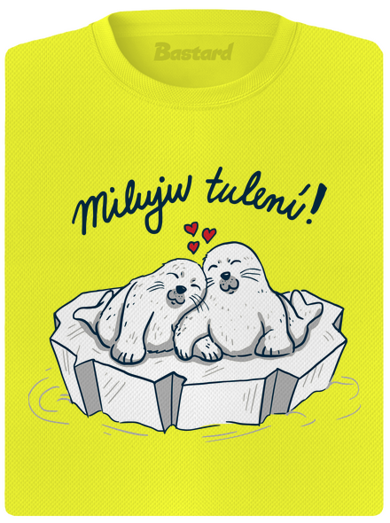 Miluju tulení dámské sportovní tričko Neon Yellow