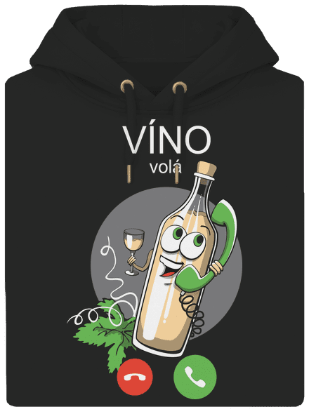 Bílé víno volá unisex mikina premium Dark Black