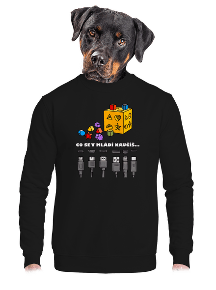 Co se v mládí naučíš unisex mikina bez kapuce Black
