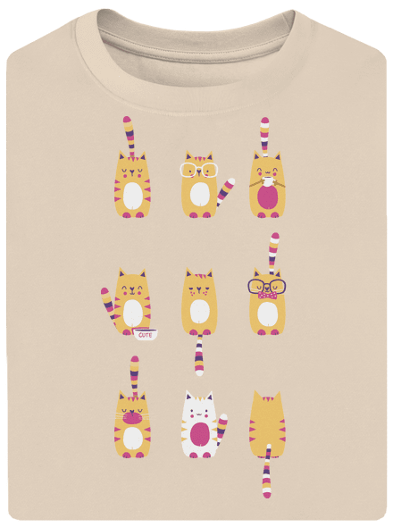 Meow unisex tričko oversized Almond