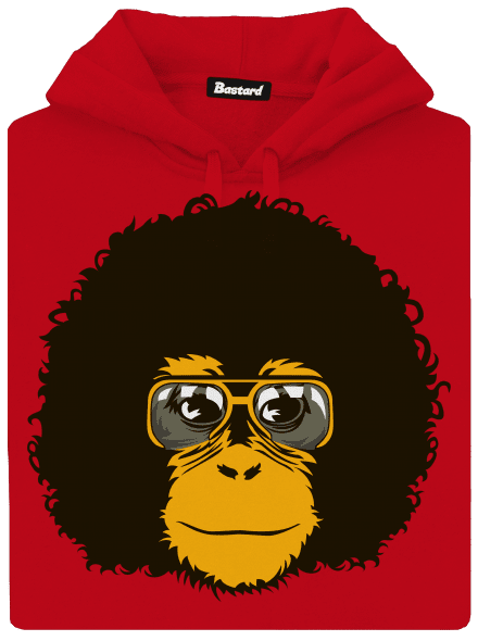 Retro opičák pánská mikina klokanka Red