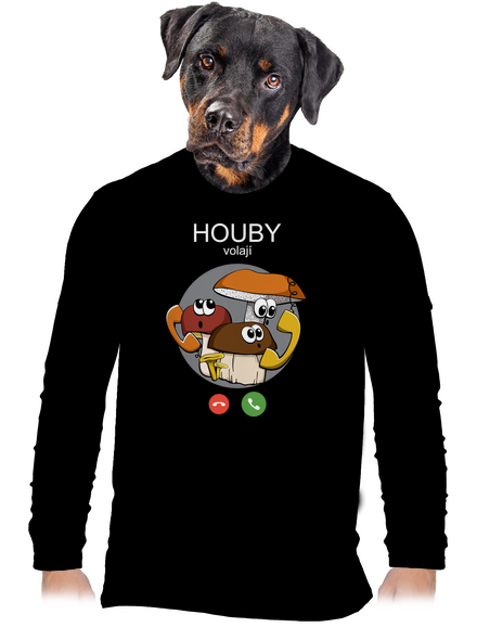 Houby volají pánské dlouhý rukáv Black