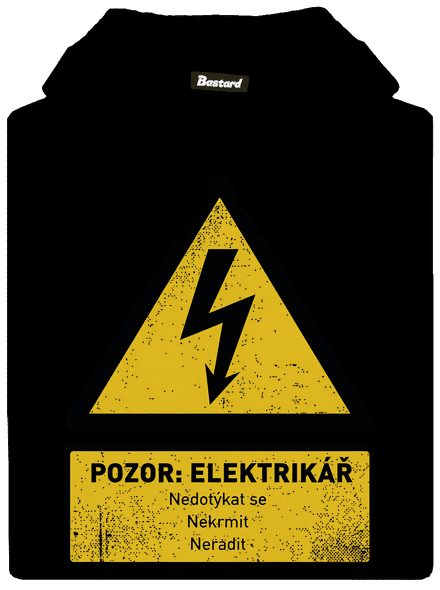 Pozor elektrikář dětská mikina klokanka Black