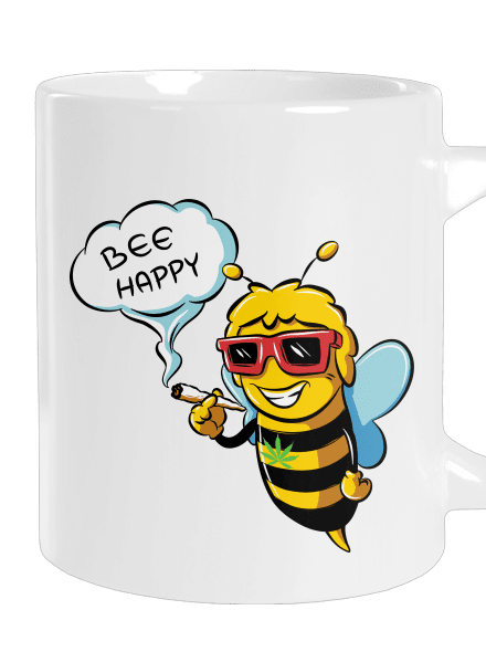 Bee happy velký hrnek White