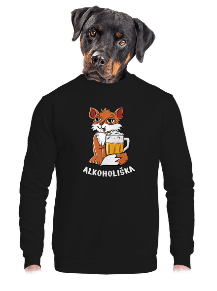 Pivní Alkoholiška unisex mikina bez kapuce Black