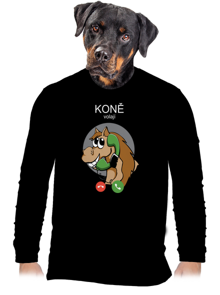 Koně volají pánské dlouhý rukáv Black