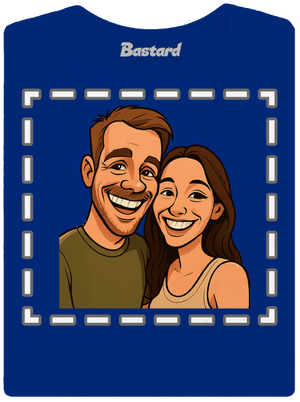 Karikatura z vlastní fotky dámské tričko s lemem Royal Blue Mal