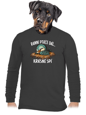 Ranní ptáče spí pánské dlouhý rukáv Dark Grey