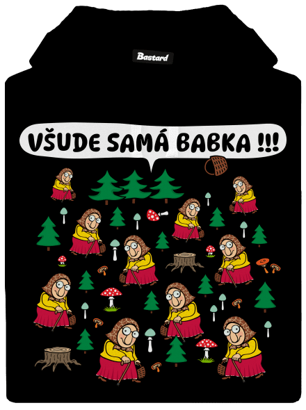 Všude samá babka pánská mikina klokanka Black