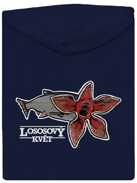 Lososový květ pánská mikina na zip Navy