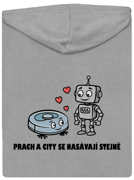 Láska mezi roboty pánská mikina na zip Light Melange