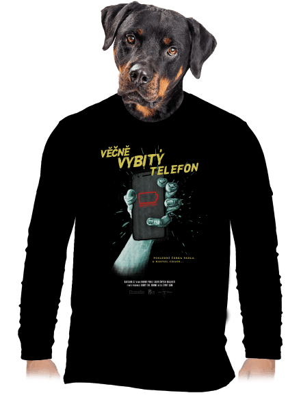 B13: Vybitý telefon pánské dlouhý rukáv Black