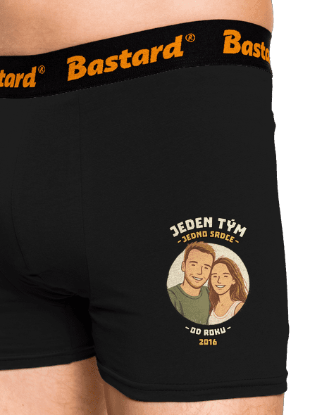 Jeden tým z vlastní fotky boxerky Black