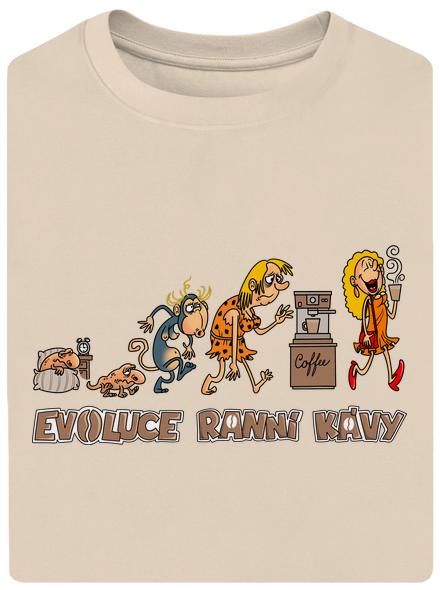 Evoluce ranní kávy unisex tričko oversized Almond