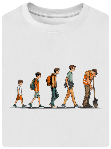 Evoluce studenta unisex tričko oversized White