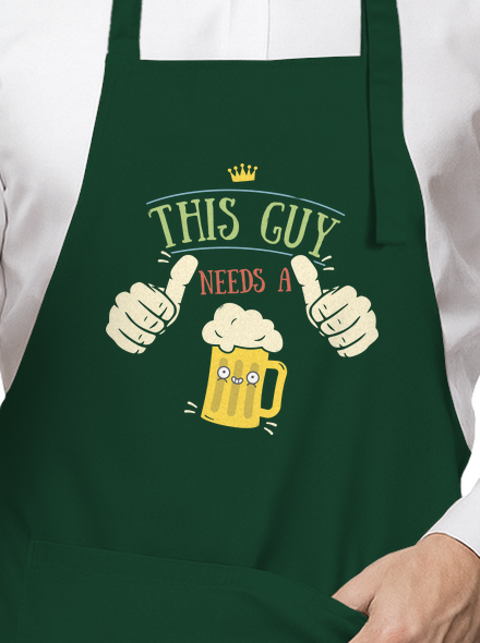 Tenhle týpek potřebuje pivo zástěra Bottle Green