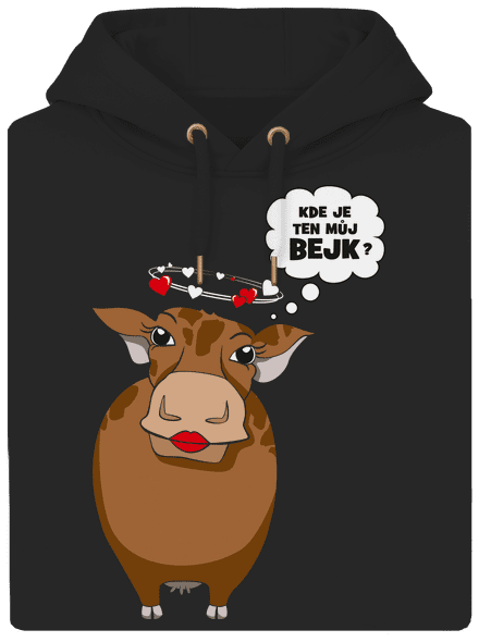 Kráva na pánském tričku unisex mikina premium Dark Black