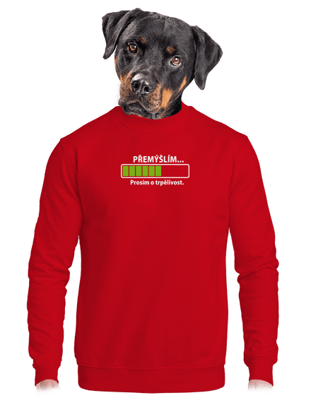 Přemýšlím unisex mikina bez kapuce Red