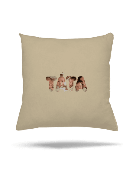 Nápis táta z vlastních fotek polštář Beige
