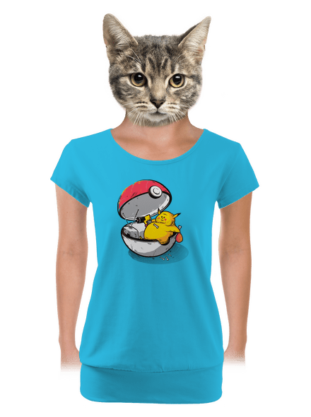 Konec pokémona dámské tričko s lemem Blue Atol