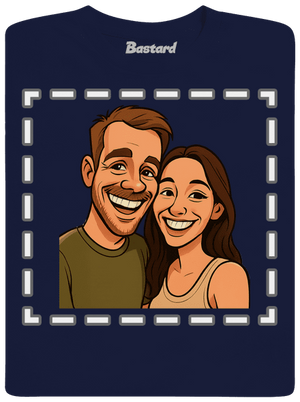 Karikatura z vlastní fotky pánské tričko Navy