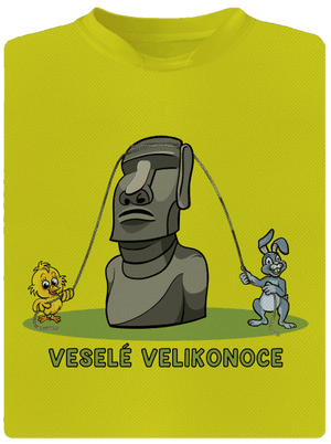 Velikonoční Moai dětské sportovní tričko Neon Yellow
