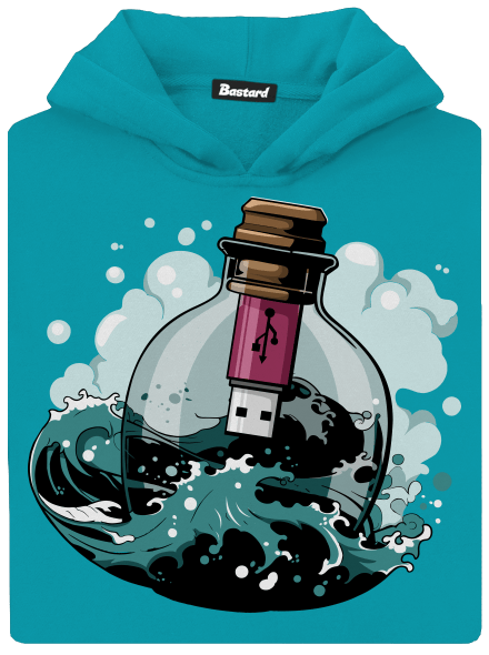 USB vzkaz v láhvi dětská mikina klokanka Hawaiian Blue