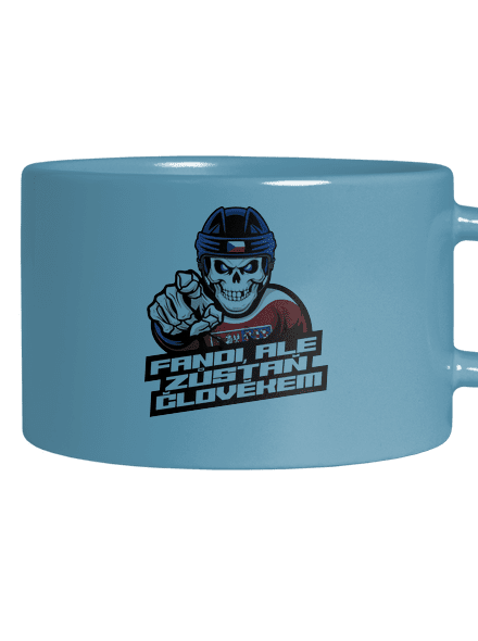 Fandi, ale zůstaň člověkem hrnek makronka Blue Macaron