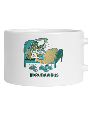 Korunavirus v posteli hrnek makronka White