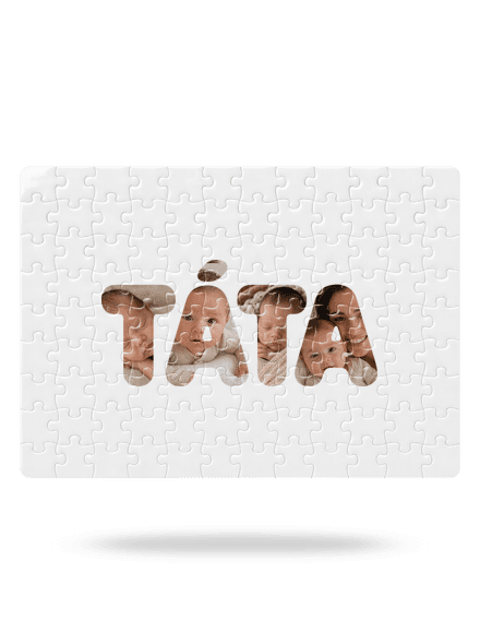 Nápis táta z vlastních fotek puzzle White