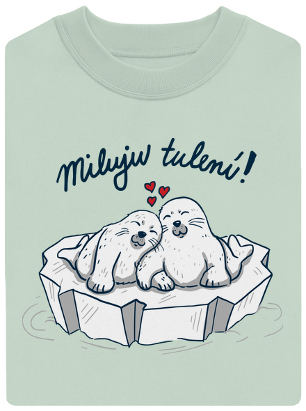 Miluju tulení unisex mikina bez kapuce Blush Mint