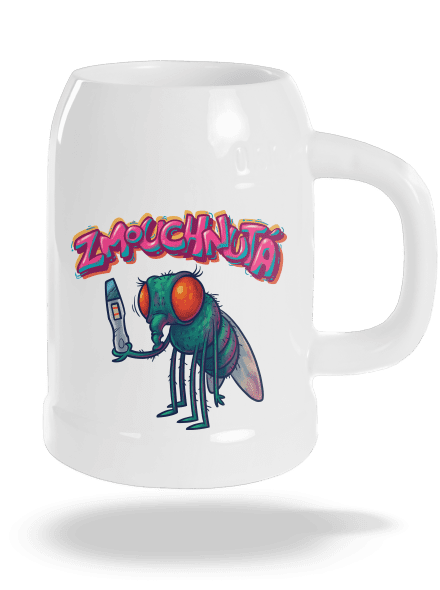 Zmouchnutá půllitr White