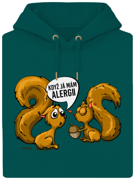 Alergická veverka unisex mikina premium Emerald Green