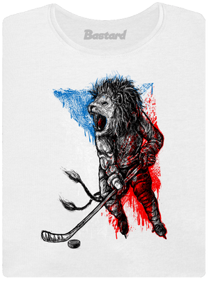 Hokejový lev dámské tričko s lemem White