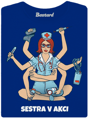 Sestra v akci dámské tričko s lemem Royal Blue Mal