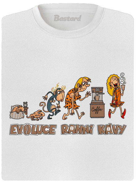 Evoluce ranní kávy dámské sportovní tričko White