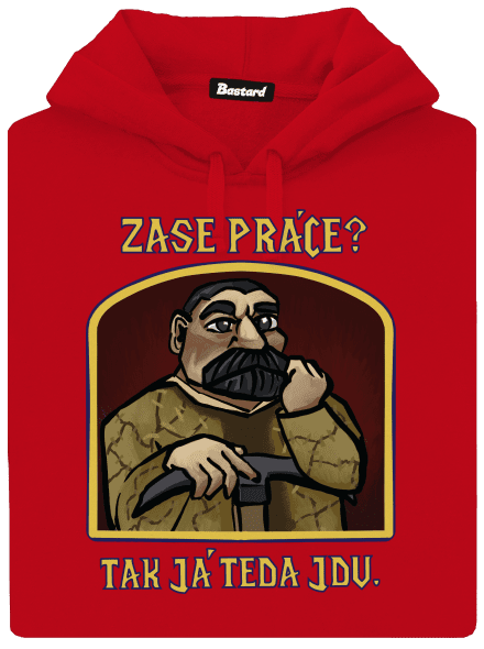 Zase práce? pánská mikina klokanka Red